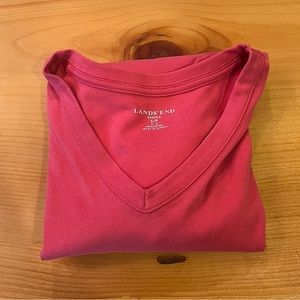 Lands End coral long sleeve Vneck Tshirt  Small petite